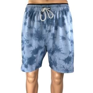 BYLT Men's Blue Tie Dye Elastic Waist Drawstring Basic Training Gym Shorts Sz XL